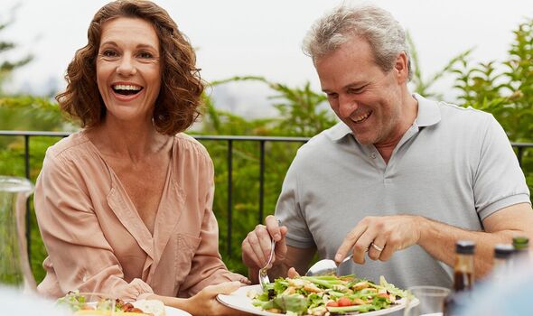 Couple eating salad