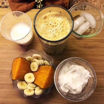 a fruit smoothie with banana